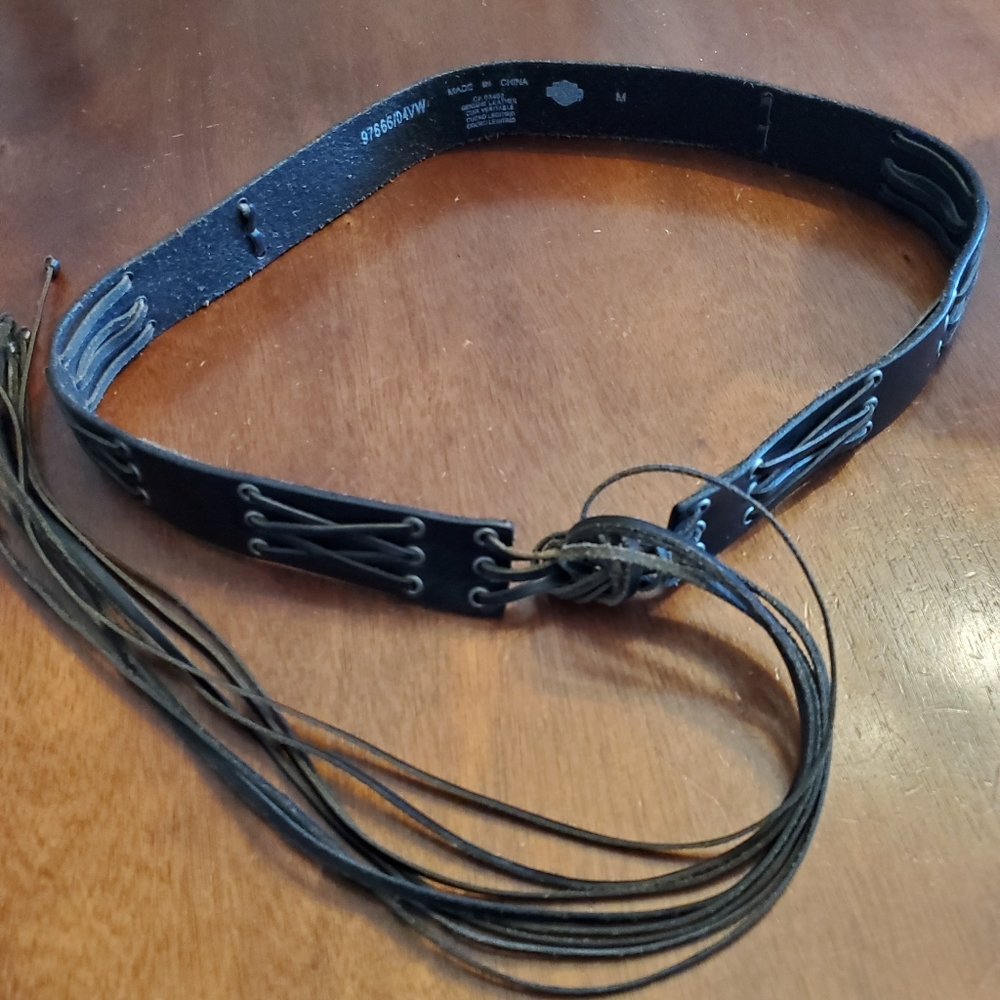 Harley Davidson leather belt with fringe